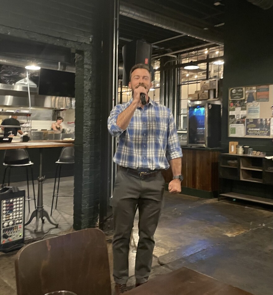 45th Kentucky House Democratic Un-Official Winner Adam Moore speaks to his supporters Tuesday night