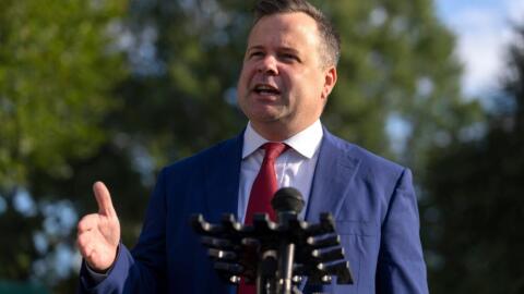 FILE - Director of the Federal Housing Finance Agency Bill Pulte speaks with reporters at the White House, Sept. 2, 2025, in Washington. (AP Photo/Mark Schiefelbein, File)