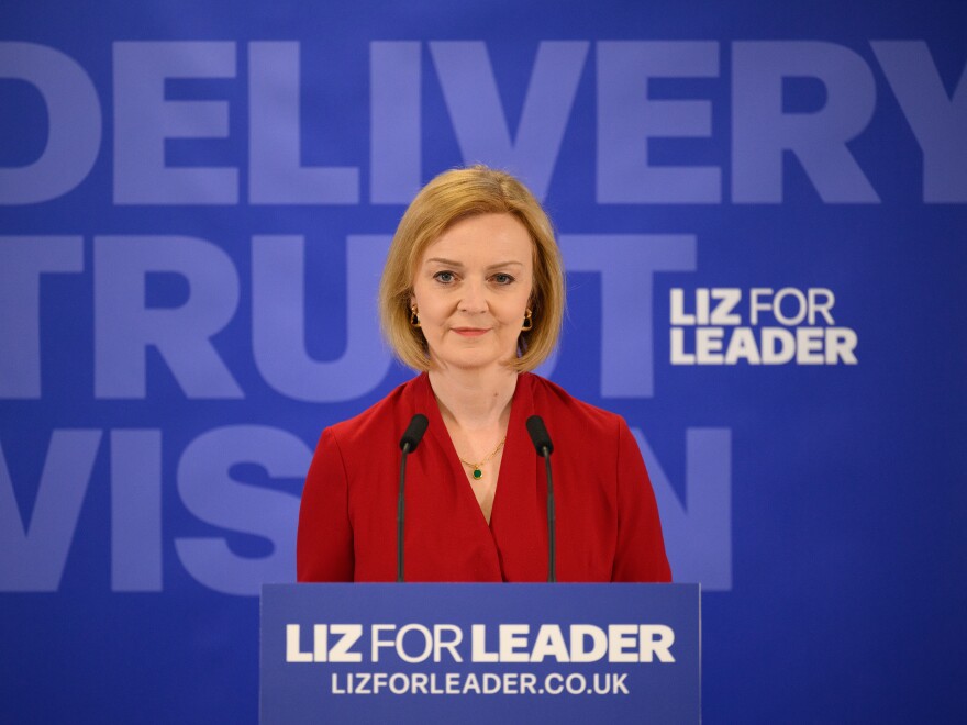 Foreign Secretary Liz Truss speaks to supporters and journalists as she launches her campaign to become the next prime minister on Thursday in London.