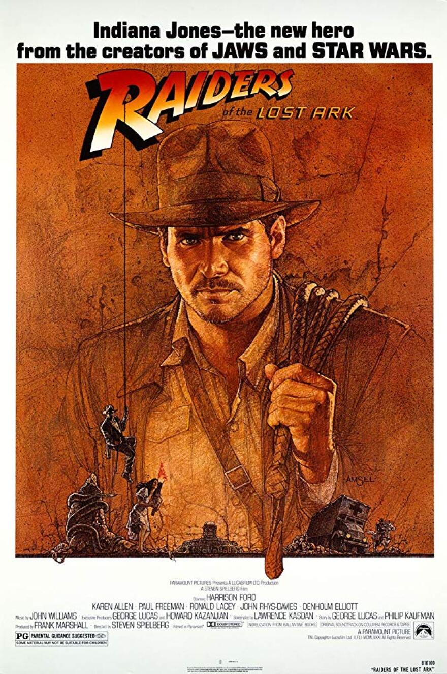 Movie poster that reads 'Indiana Jones: Raiders of the Lost Ark.' 