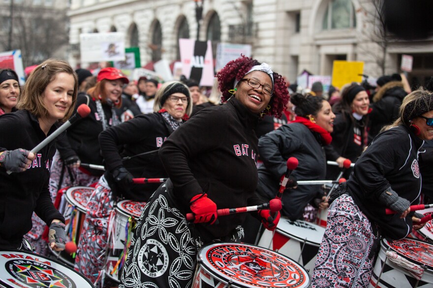 The Batala Washington all-women Afro-Brazilian band.