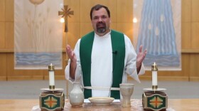 Dave Deckard, the pastor of the Shepherd of the Valley Lutheran Church, is seen here giving a sermon online.