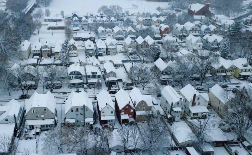 A blanket of snow coats South Wilkes-Barre on Tuesday, Dec. 2, 2025 after the first substantial snowfall of the season. 