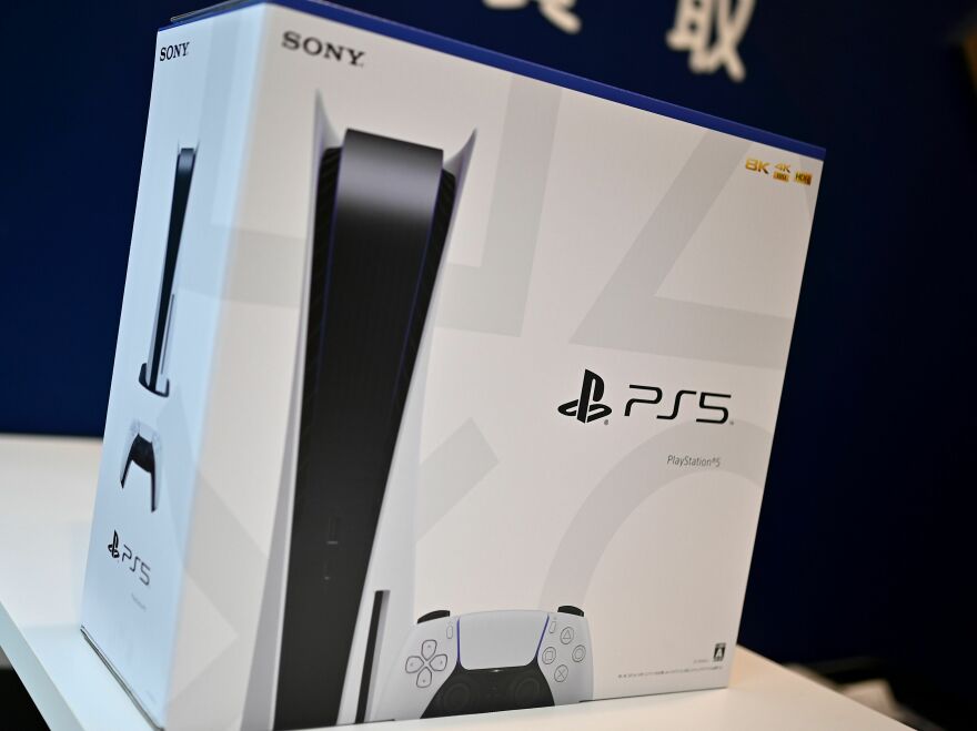 The new Sony PlayStation 5 gaming console is seen for sale on the first day of its launch, at an electronics shop in Kawasaki, Kanagawa prefecture on November 12, 2020.