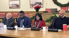 Left to right, councilors Marty Nave, Amir Gethers, President Helen Hudson, and councilor Jimmy Monto at a committee meeting in early December 2025.