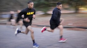 Army Staff Sgt. Daniel Murillo, right, runs up hill as part of his physical training at Fort Bragg on Wednesday, Jan. 18, 2023, in Fayetteville, N.C. Obesity in the U.S. military surged during the pandemic, new research shows. Nearly 10,000 active duty Army soldiers became newly obese between February 2019 and June 2021, after restricted duty and limited exercise led to higher body mass scores.