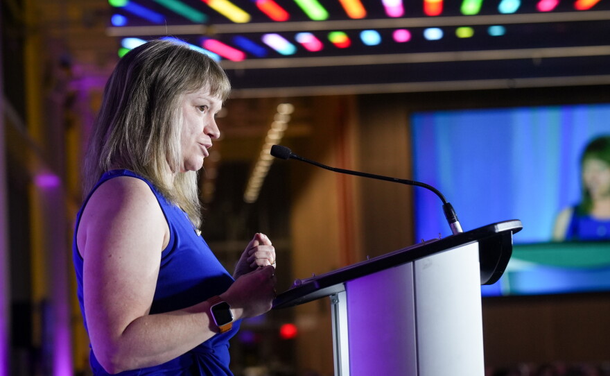 Saint Louis Public Radio General Manager Jess Luther opens the 2026 Hear the Future gala with a speech.