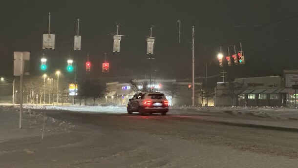 A snowy early morning drive in November of 2025. (File photo: Ed Ronco/IPR News