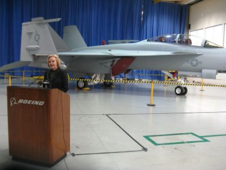 Senator Claire McCaskill, D-Mo. at Boeing in St. Louis on Nov. 21, 2011.