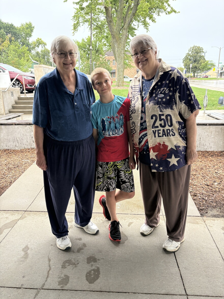 Kenneth with his great aunts Rae Zweber (left) and Joan Zweber.