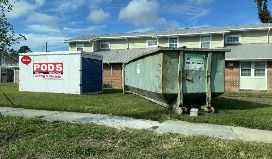 By late October, PODS storage units and dumpsters were visible everywhere in the Creekwood neighborhood.