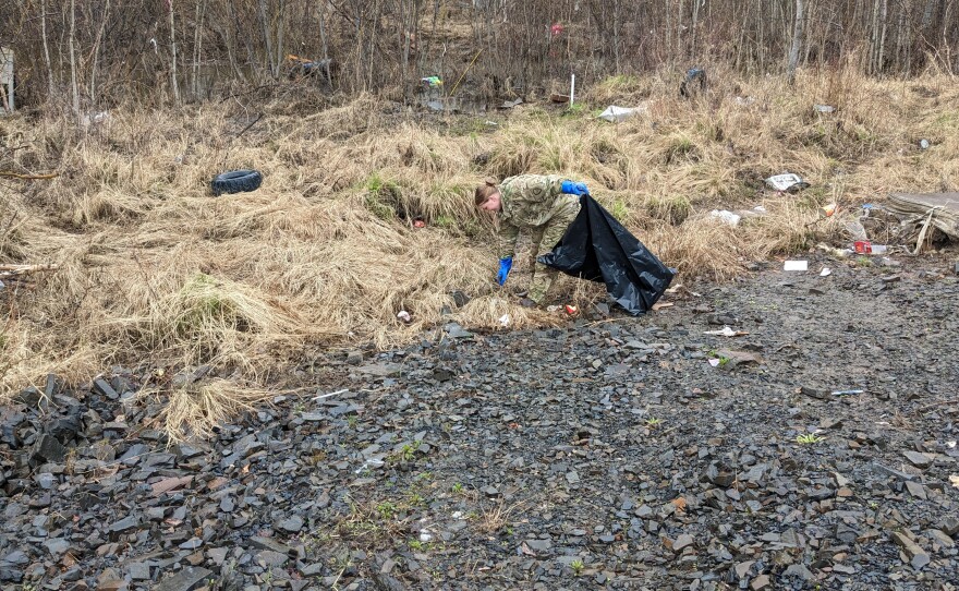 Spc. Paulina Frydrych, 297th Regional Support Group, Alaska Army National Guard, assists with flood recovery operations in Crooked Creek, Alaska, May 24, 2023. Ice dams caused riverbanks to overflow, severely damaging many homes in the area. One Alaska Air and one Alaska Army National Guardsmen also assisted with the recovery efforts as part of Joint Task Force Bethel. The task force arrived in Bethel May 22 at the request of the State Emergency Operations Center.