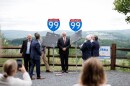 State officials unveil new I‑99 signs in Tioga County Thursday during a ceremony marking the official designation of U.S. Route 15 as Interstate 99.