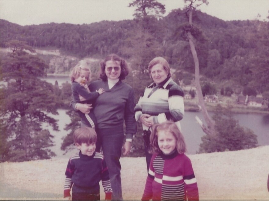 Carina Bien-Willner, in her mother's arms, with her grandmother and siblings in Argentina.