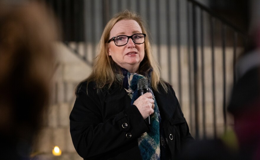 New Hanover County Commissioner Stephanie Walker speaks during a vigil for Renee Good and other victims of ICE violence on the steps of the Alton Lennon Federal Building in downtown Wilmington on January 14, 2025. Good was shot and killed by an ICE agent in Minneapolis earlier this month.