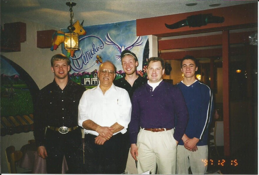 Frank Perez, second from the left, ran Pobre Pancho’s for 50 years, cultivating an atmosphere of community. Perez stands in Pancho’s dining room, surrounded by employees and family.