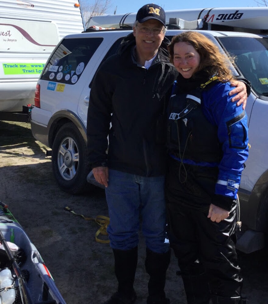 Traci with Bill Noble, a Kansas City kayaker who volunteered as Traci’s support driver for nine months out of her 10-month expedition. (credit: Traci Martin)