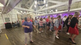 Visitors to Dirty Dancing weekends at Mountain Lake Lodge participate in dance lessons in Mary's Barn.