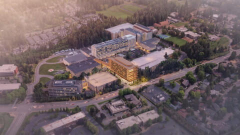 Concept drawing of the new hospital tower dedicated to women’s health that will be built on the Providence St. Vincent campus in Washington County. The hospital will be made with a $1.1 billion pledge from Nike founder Phil Knight and his wife Penny Knight.