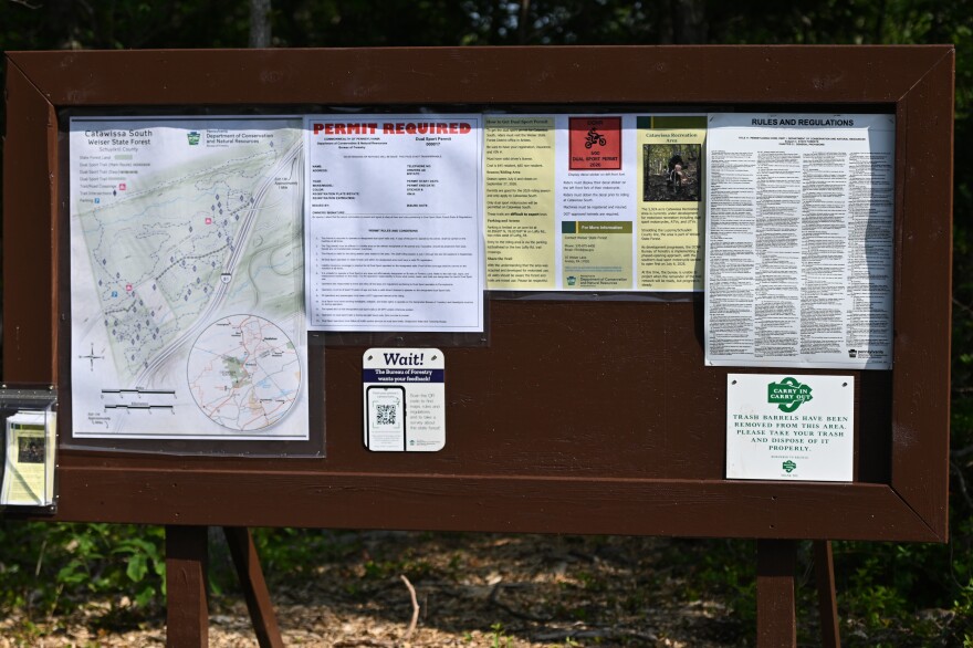 An informational board at the Catawissa South single track park.