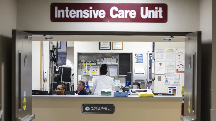 A wide shot of a desk at an intensive care unit inside a hospital. Gov. JB Pritzker’s administration has mailed letters to people who have Medicaid. More than 700,000 people in Illinois will lose, or are at risk of losing, their public health insurance.