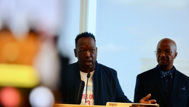 Jamel Ridgenal speaks in Norfolk on Aug. 6, 2026 about his support for a Virginia constitutional amendment to allow automatic restoration of voting rights to people with felony convictions who have completed their sentences.