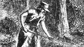 An etching of John Chapman, aka Johnny Appleseed, from Harper's New Monthly Magazine in 1871.