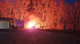 Shed on fire near Merrill