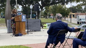 Chief Diversity and Equity Officer Lina Thompson spoke at a news conference this morning.