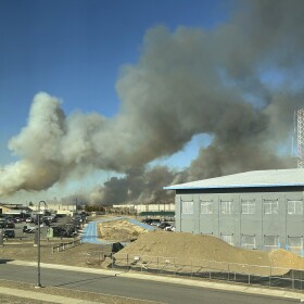 This photo provided by the New York Air National Guard shows smoke from the fires in the Pine Barrens off Sunrise Highway in New York's Long Island, on Saturday, March 8, 2025.
