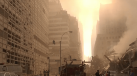 Wreckage litters the streets surrounding the World Trade Center on Sept. 13, 2001.