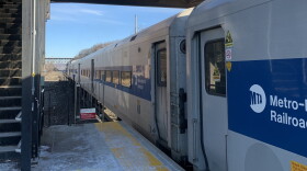 A Metro-North train stopped at Beacon Train Station, on its way to Poughkeepsie.