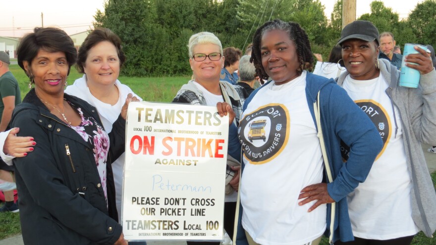 Lakota bus drivers on the picket line Friday morning