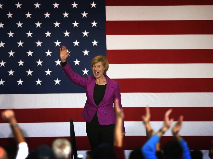 Rep. Tammy Baldwin greets supporters at a campaign rally for President Obama in Milwaukee on Saturday. Baldwin defeated former Wisconsin Gov. Tommy Thompson for a U.S. Senate in Wisconsin.