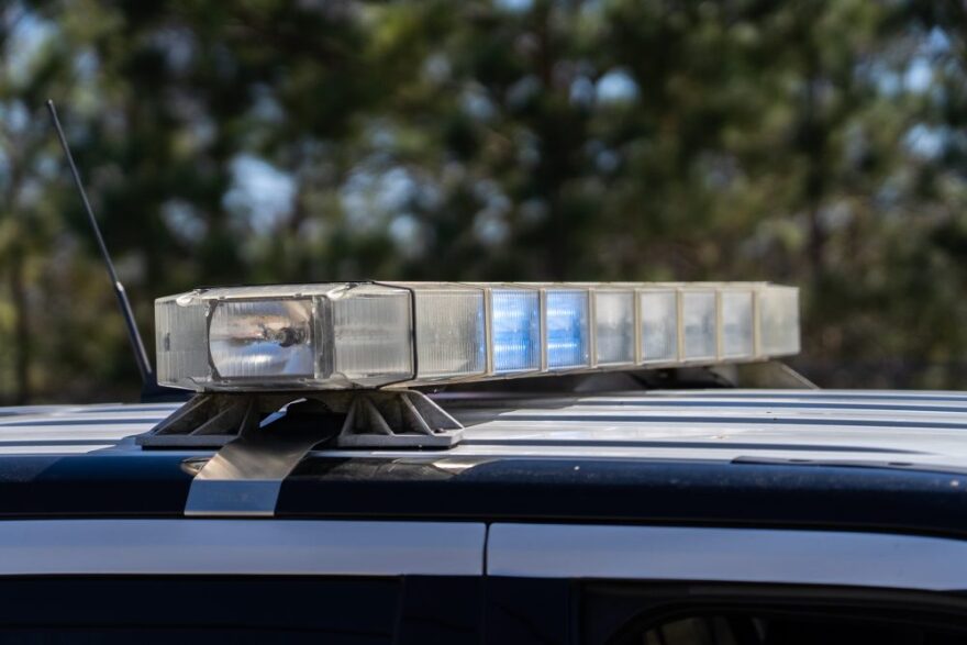 Pictured are the lights atop a Houston Police Department patrol vehicle.