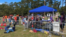 These attendees were lined up to take part in one of the day's best-costume contests.
