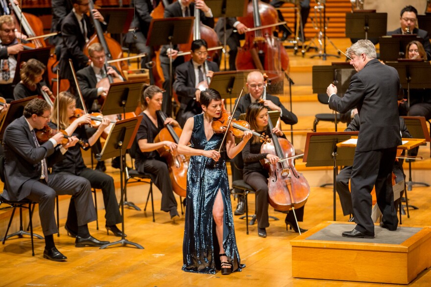 Violinist Anne Akiko Meyers performs with Michael Stern and the Kansas City Symphony in Helzberg Hall, March 2017