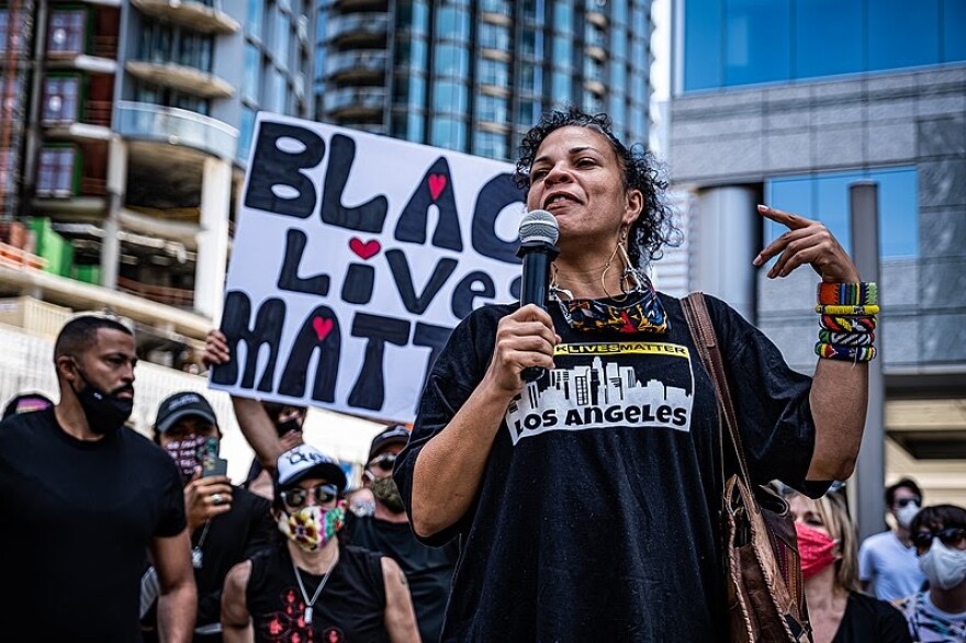 A Black Lives Matter protest in California in June of 2020. Lisa Levenstein argues that contemporary activists movements like this one can thank networking and other groundwork laid by feminists in the 90s.