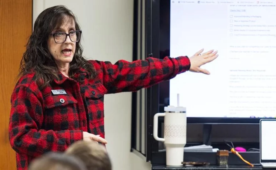 Maryville Public Library Youth Services Coordinator Elizabeth Argo discusses what to expect at the Children's Business Fair meeting Jan. 22. The market day is set for March 21 at the First Baptist Church in Maryville.