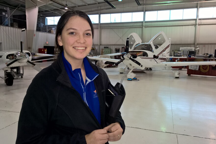 Madelynn Benedict made the switch from a traditional public high school to West Michigan Aviation Academy during her sophomore year.