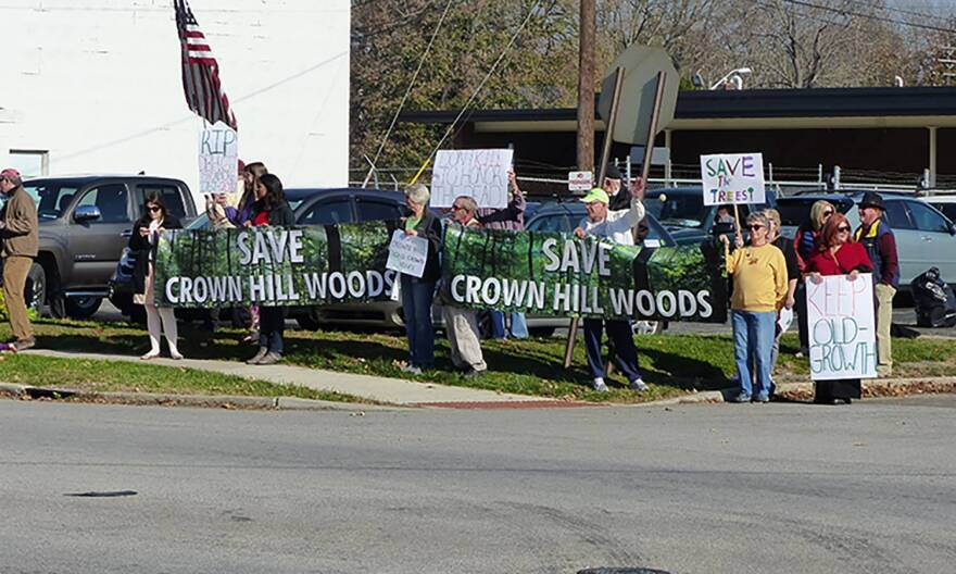 Protestors of the VA's development plans at Crown Hill gathered in November, 2016.