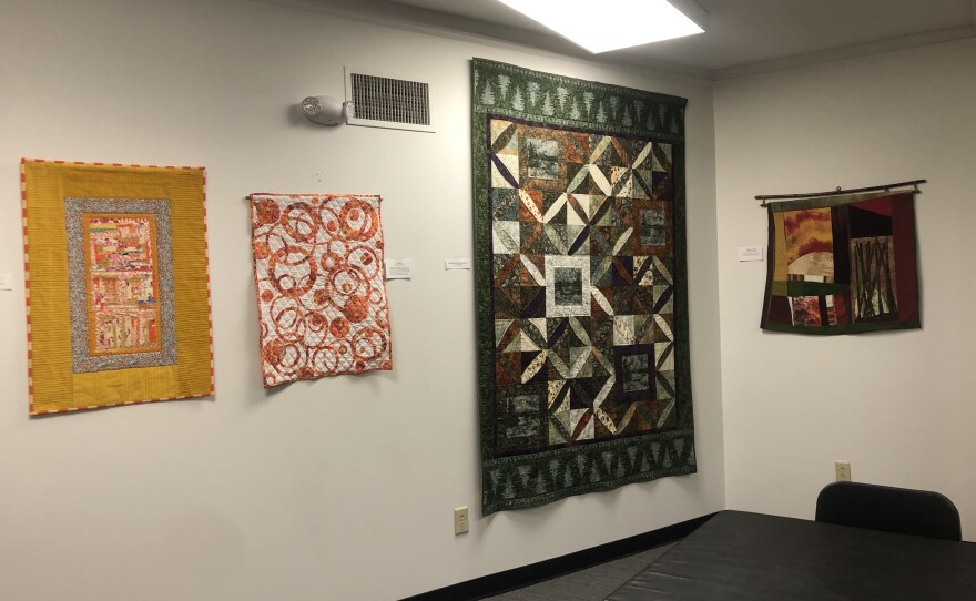 Quilts on display at the Tompkins County Quilters Guild 50th Anniversary Quilt Showcase.