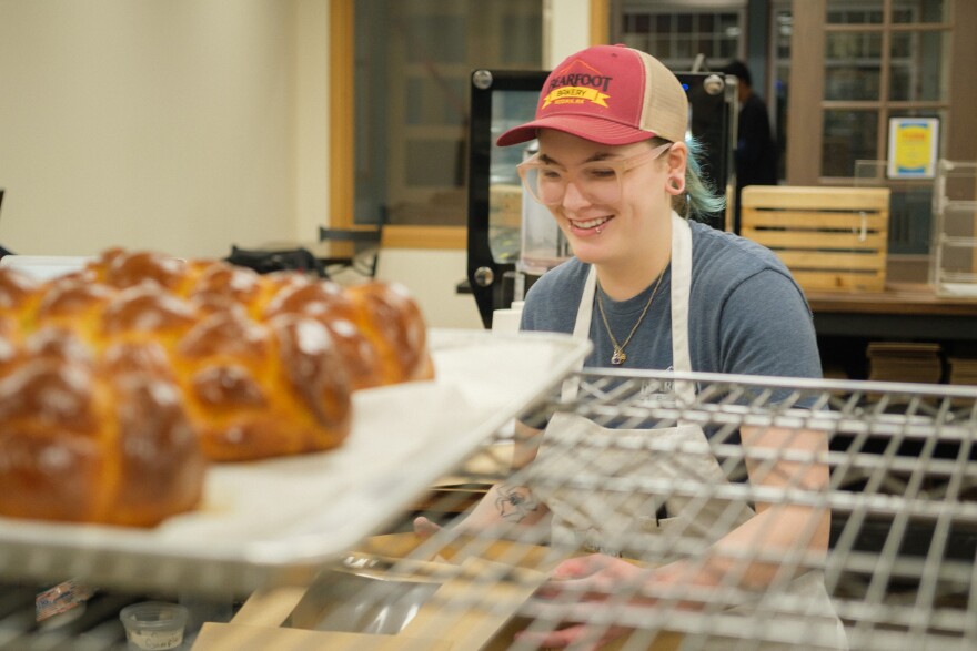 Hailee Wallace is one of their front of house staff and helps prepare the displays, January 24, 2024. (Brian Venua/KMXT)