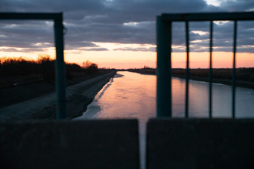 A canal that once flowed from Ukraine to Crimea that was blocked in 2014.