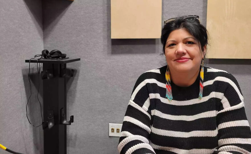 Safe Space Executive Director, Hilary Crosby, in the NSPR studio in Chico, Calif. on April 2, 2025.