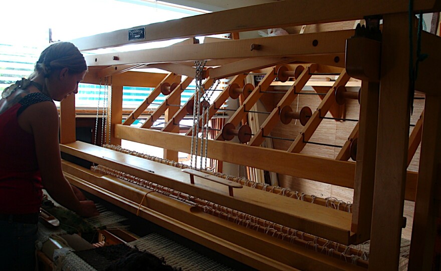 Jasmine Petrie has her own rug weaving studio in Petoskey. She makes wool rugs on a Cranbrook loom.