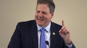 New Hampshire Governor Chris Sununu gestures during his State of the State address at the State House, Thursday, Feb. 15, 2024, in Concord, N.H. (AP Photo/Charles Krupa)