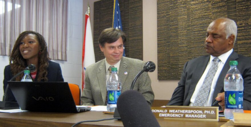 Mosaica was hired in July, 2012 to run the schools. (L toR) Mosaica Regional Vice President Alena Zachery Ross, Mosaica founder and President Gene Eidelman, and Emergency Manager Don Weatherspoon.