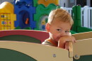 Owen Vaughan, 1, plays on an outdoor playset at Children First in Sarasota on Sept. 9, 2026. Owen and his older brother, Donovan, both attend Children First for early childhood education.