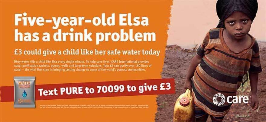 A fundraising ad from the global charity CARE International U.K.